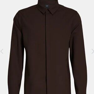 Alpha tauri WAVEO V1.Y6.02 Wool-Mix Oxford Shirt in Dark Brown